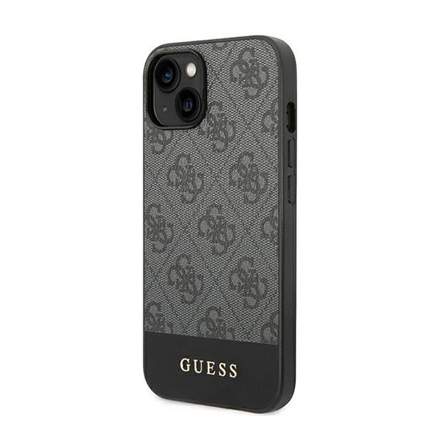 Guess 4G Bottom Stripe Metal Logo Collection – dėklas, skirtas iPhone 14 Plus (pilkas) 18