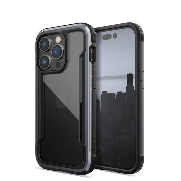 „X-Doria Raptic Shield“ – aliuminio dėklas, skirtas „iPhone 14 Pro“ (patikrintas kritimo metu 3 m) (juodas)