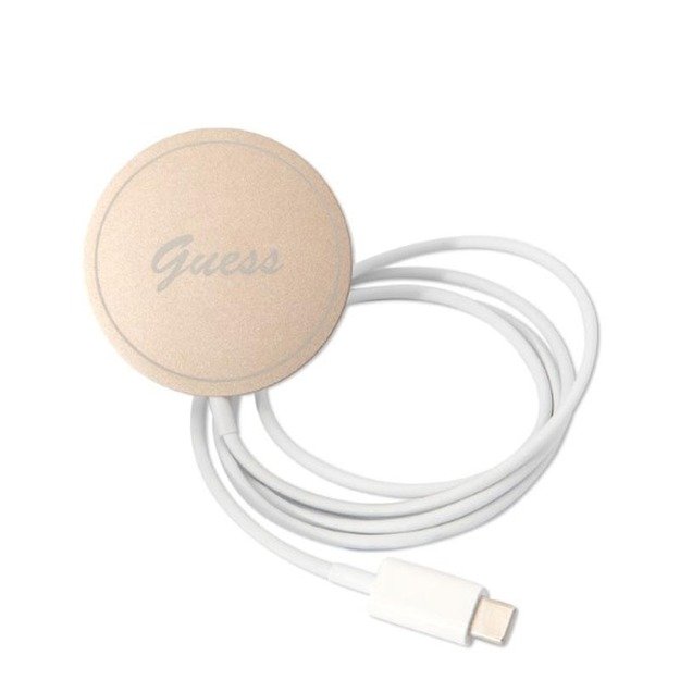 Guess Bundle Pack MagSafe 4G – iPhone 14 Pro dėklo rinkinys + MagSafe įkroviklis (juodas / auksinis) 24