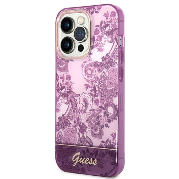 „Guess Porcelain Collection“ – dėklas, skirtas „iPhone 14 Pro Max“ (fuksija)