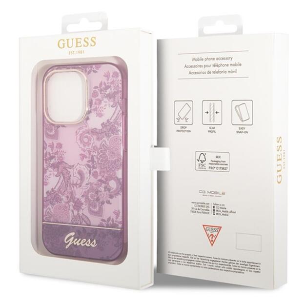 „Guess Porcelain Collection“ – dėklas, skirtas „iPhone 14 Pro Max“ (fuksija)