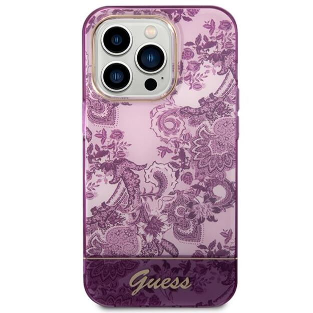 „Guess Porcelain Collection“ – dėklas, skirtas „iPhone 14 Pro Max“ (fuksija)