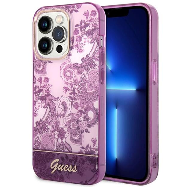 „Guess Porcelain Collection“ – dėklas, skirtas „iPhone 14 Pro Max“ (fuksija)