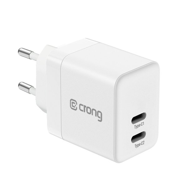 Crong Ultra Compact GaN – sieninis įkroviklis 2x USB-C maitinimo tiekimas 35 W (baltas) 19