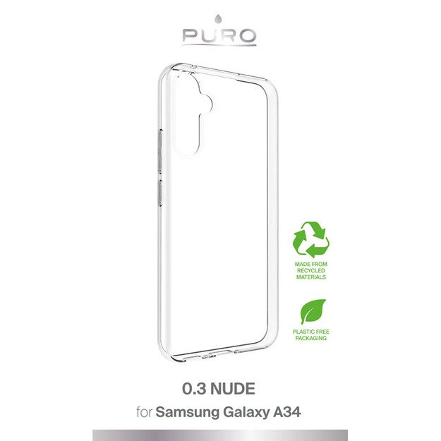 PURO 0.3 Nude – ekologiškas dėklas, skirtas Samsung Galaxy A34 5G (skaidrus)