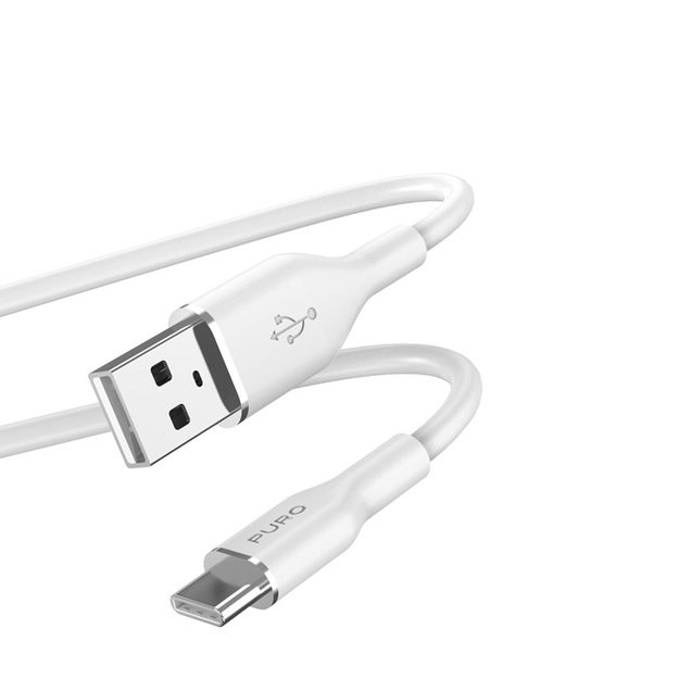 PURO ICON minkštas kabelis – USB-A iki USB-C kabelis 1,5 m (baltas)