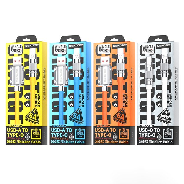 WEKOME WDC-186 Wingle Series – USB-A–USB-C greito įkrovimo jungties laidas, 1 m (baltas) 9