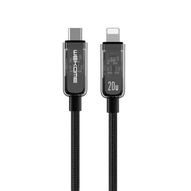 WEKOME WDC-181 Vanguard serija – USB-C ir itin greitas žaibo įkrovimas PD 20W jungiamasis laidas, 1,2 m (juodas) 1