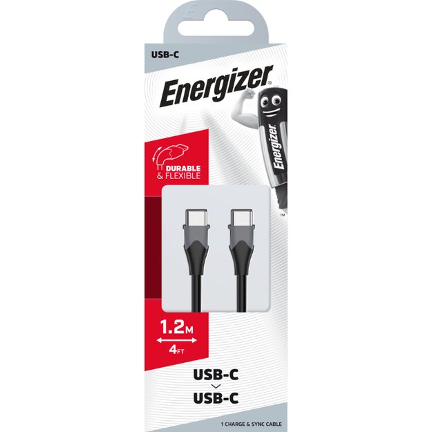 Energizer Classic – USB-C prie USB-C jungiamasis laidas, 1,2 m (juodas) 5