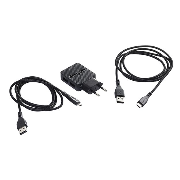 Energizer HardCase – 2x USB-A 12W maitinimo įkroviklis + USB-C ir mikro USB laidas (juodas) 5