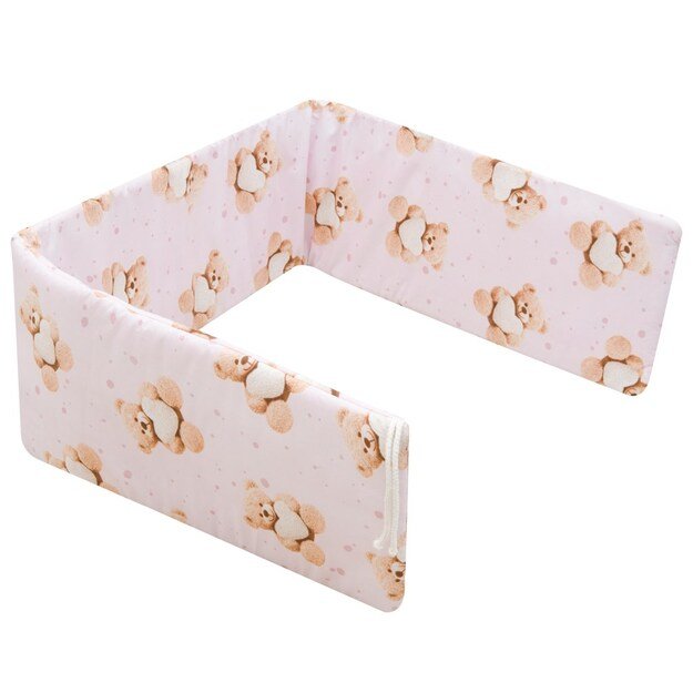 Crib bumper New Baby Love Teddy Bear pink