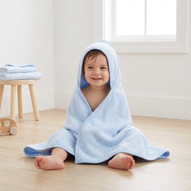 Baby terry towel with hood New Baby 100x100 cm blue