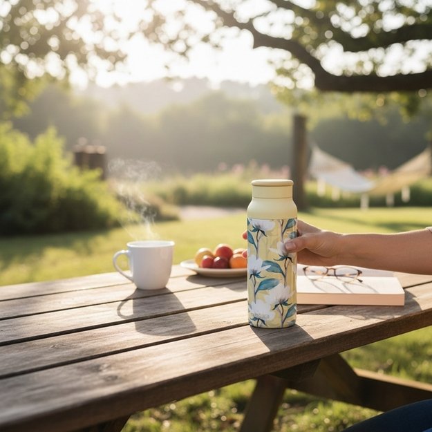 Quokka Echo - 690 ml Stainless Steel Bottle with Silicone Handle (Magnolia) 2