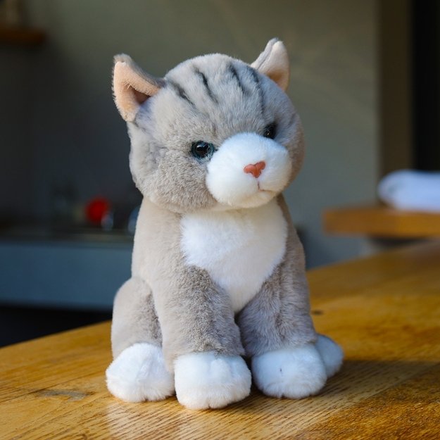 Rappa - Plush realistic mascot gray cat sitting 23 cm Eco-Friendly Soft Collection 6