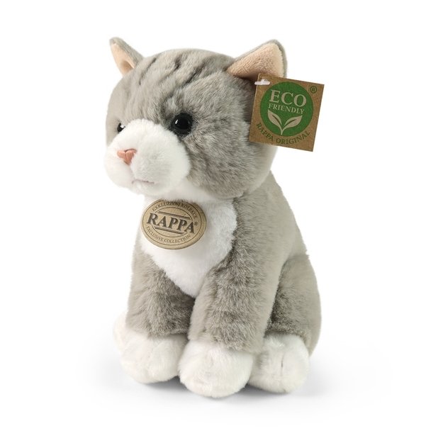Rappa - Plush realistic mascot gray cat sitting 23 cm Eco-Friendly Soft Collection 1