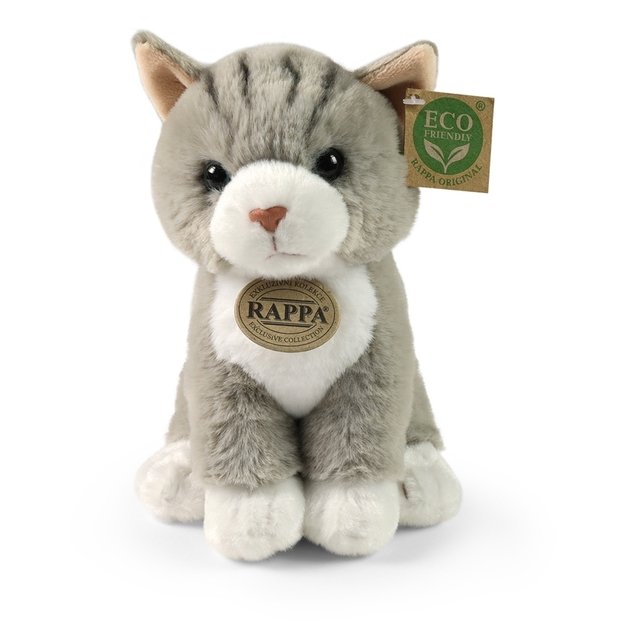 Rappa - Plush realistic mascot gray cat sitting 23 cm Eco-Friendly Soft Collection 2