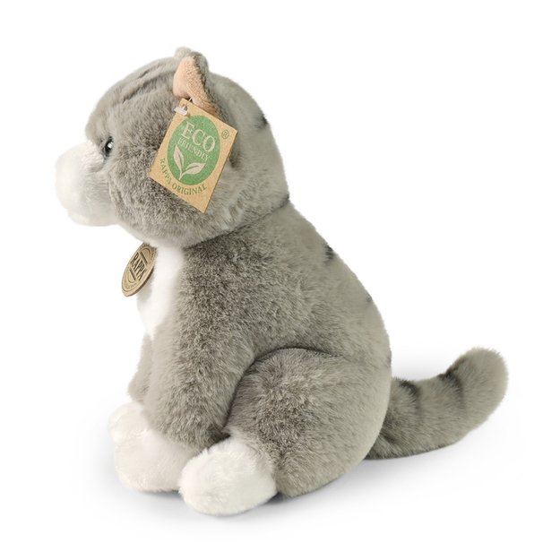 Rappa - Plush realistic mascot gray cat sitting 23 cm Eco-Friendly Soft Collection 3