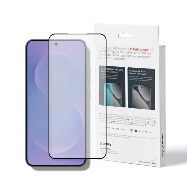 Crong 3D Armour Glass Lite - Full Glue Tempered Glass for Samsung Galaxy S25 1