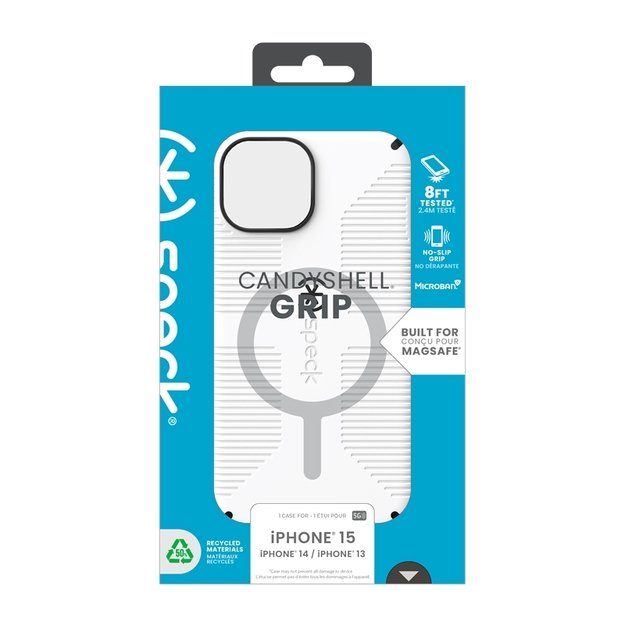 Speck Candyshell Grip MagSafe - iPhone 17e / 16e / 15 / 14 / 13 Case (White / Black) 14