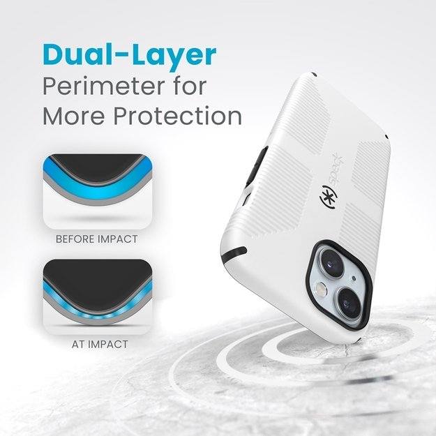 Speck Candyshell Grip MagSafe - iPhone 17e / 16e / 15 / 14 / 13 Case (White / Black) 2