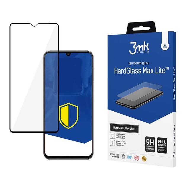 3mk HardGlass Max Lite – grūdintas stiklas, skirtas Samsung Galaxy A14 (juodas)