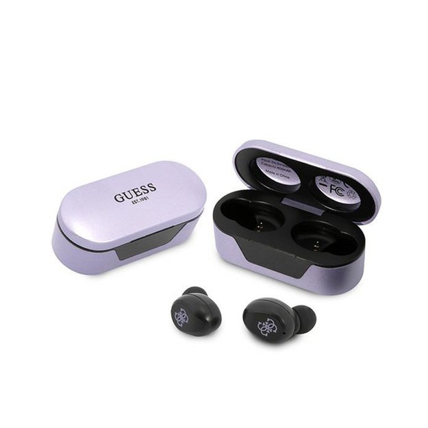 Guess True Wireless Earphones BT5.0 5H – TWS ausinės + įkrovimo dėklas (violetinė)