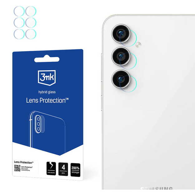 3mk objektyvo apsauga – fotoaparato objektyvo stiklas, skirtas Samsung Galaxy S23 FE (4 rinkiniai) 3