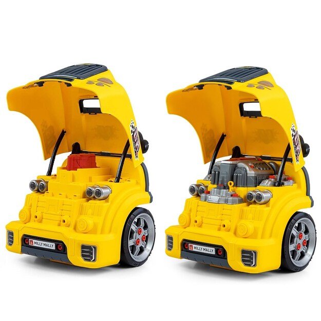Realistic model of the front of the car with an opening hood Milly Mally N-GINE yellow 7