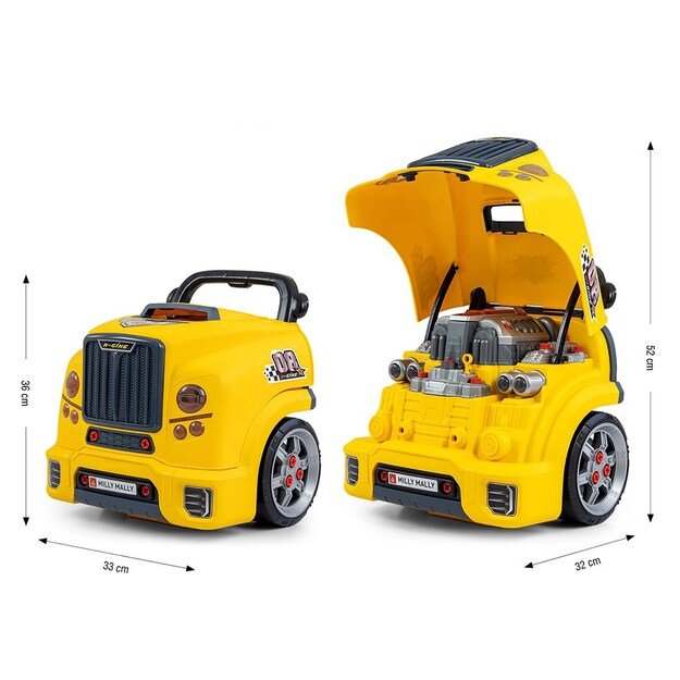 Realistic model of the front of the car with an opening hood Milly Mally N-GINE yellow 1