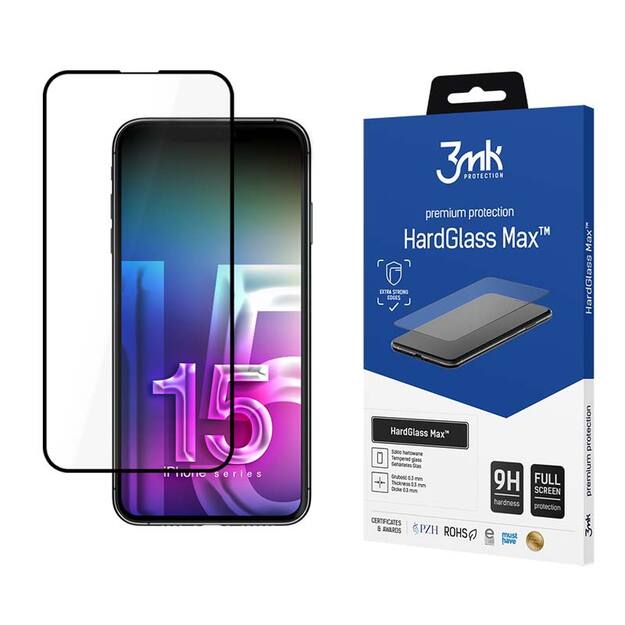 3mk HardGlass Max – grūdintas stiklas, skirtas iPhone 15 Pro Max (juodas) 1