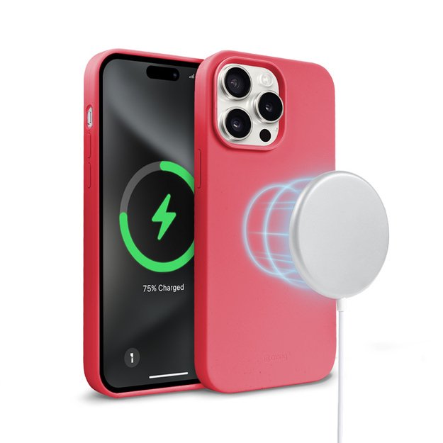 Crong Color Cover Magnetic – dėklas, skirtas iPhone 15 Pro MagSafe (rožinis)