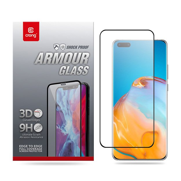 Crong 3D Armour Glass 9H Full Screen Tempered Glass Huawei P40 Pro + installation frame