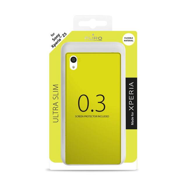 PURO Ultra Slim 0.3 Cover MFX – dėklo rinkinys + folija Sony Xperia Z5 ekranui (kalkių žalia)