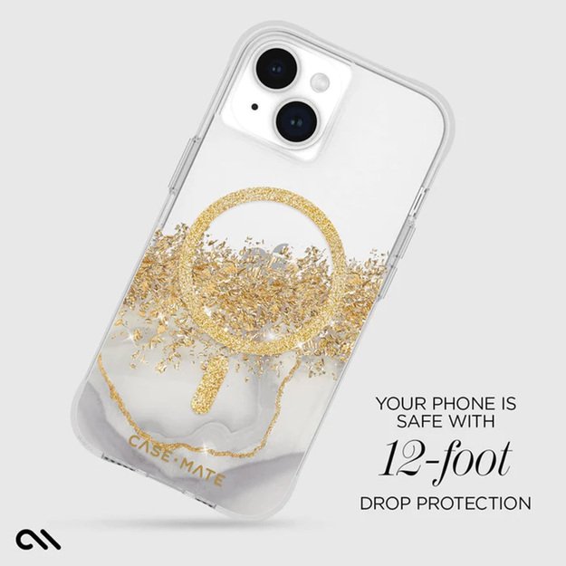 Case-Mate Karat MagSafe – dėklas iPhone 15 / iPhone 14 / iPhone 13 dekoruotas auksu (marmuru)