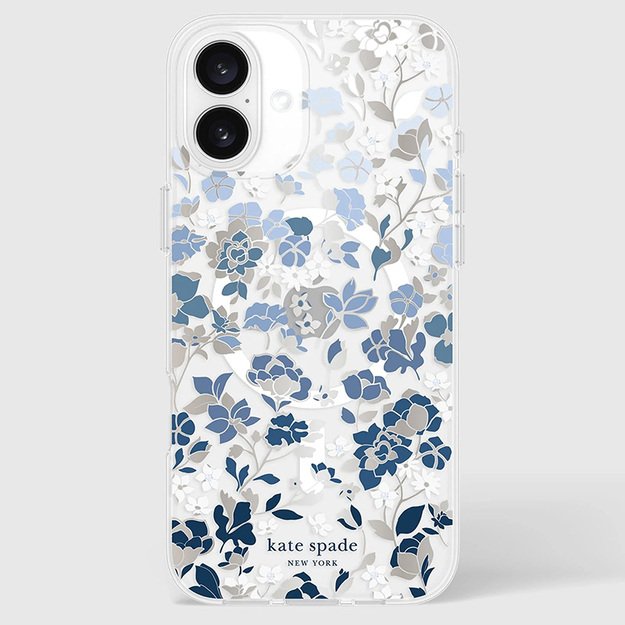 Kate Spade Niujorko apsauginiai brangakmeniai „MagSafe“ – „iPhone 16 Plus“ dėklas (mėlyna gėlių lova) 6