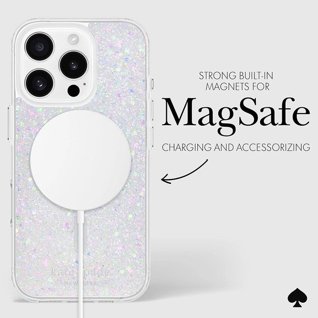 Kate Spade New York Protective MagSafe – dėklas, skirtas iPhone 16 Pro (Chunky Glitter) 12