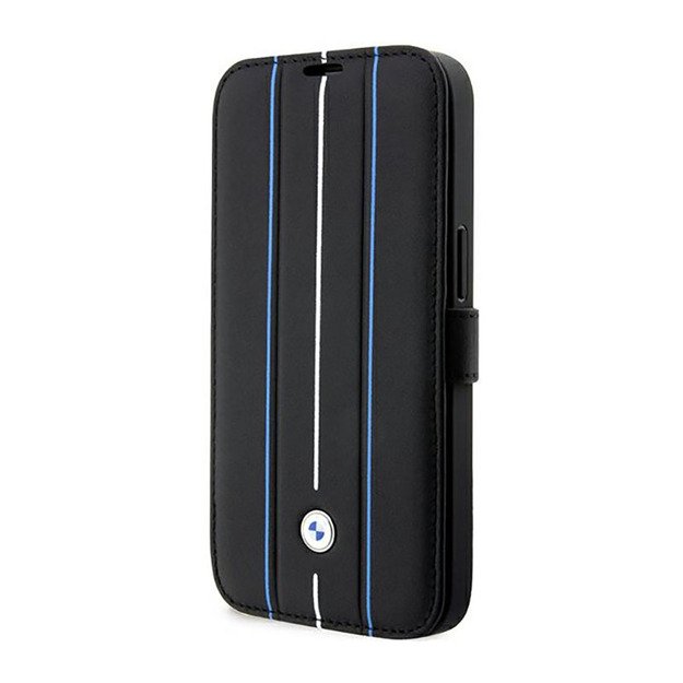 BMW Booktype odinis antspaudas mėlynos linijos – iPhone 14 Pro dėklas (juodas)