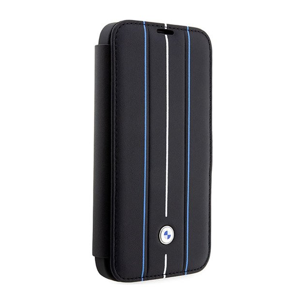 BMW Booktype odinis antspaudas mėlynos linijos – iPhone 14 Pro dėklas (juodas)