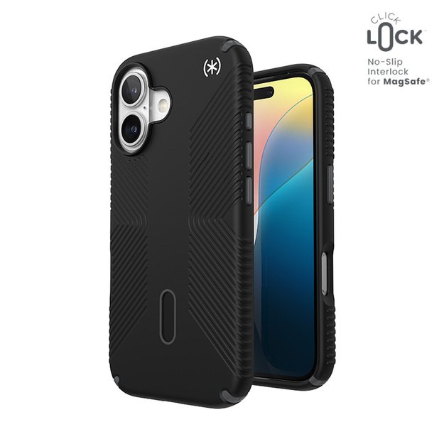 Speck Presidio2 Grip ClickLock & MagSafe – dėklas, skirtas iPhone 16 (juodas / šiferio pilkas / baltas) 1