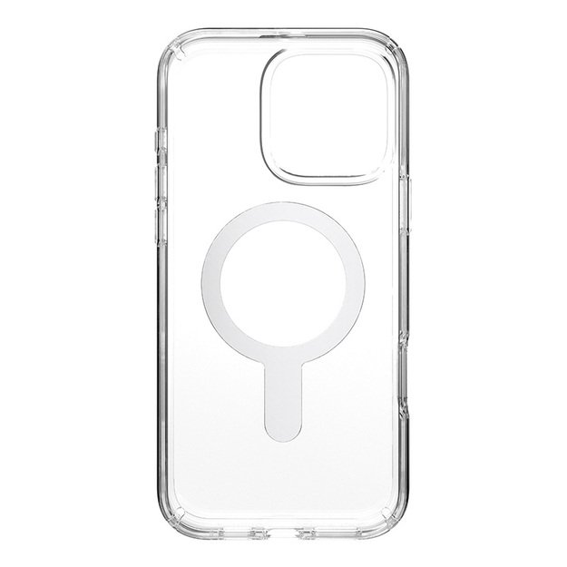 Speck Presidio Perfect-Clear ClickLock & MagSafe – dėklas, skirtas iPhone 16 Pro Max (skaidrus / chromo apdaila / ramus sidabras)