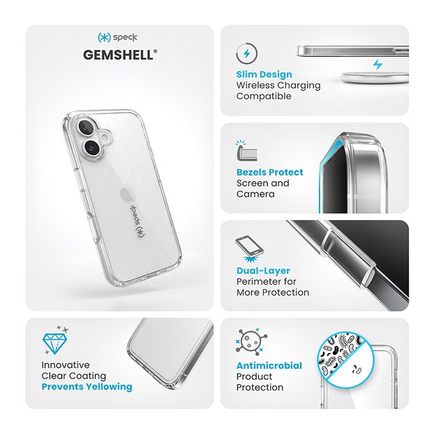 Speck Gemshell – dėklas, skirtas iPhone 16 (skaidrus) 20