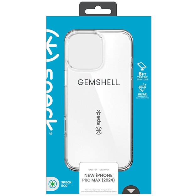 Speck Gemshell – dėklas, skirtas iPhone 16 Pro Max (skaidrus) 23