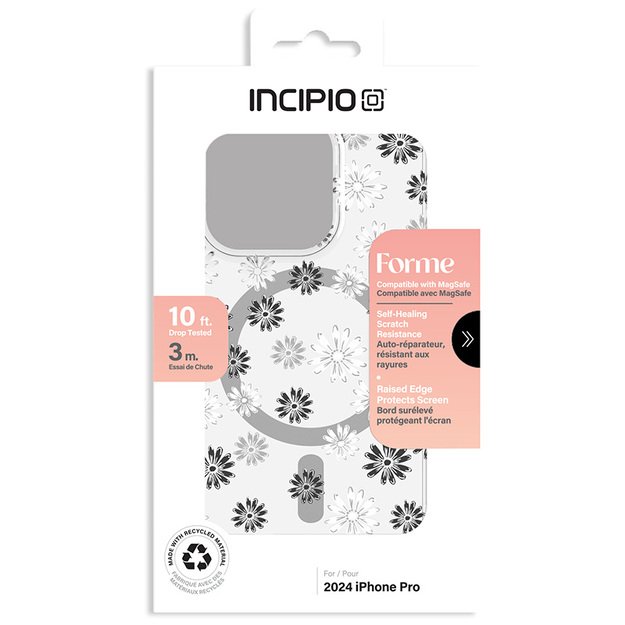 Incipio Forme MagSafe – iPhone 16 Pro dėklas (Ditzy Floral Silver)