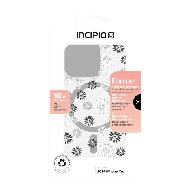 Incipio Forme MagSafe – iPhone 16 Pro dėklas (Ditzy Floral Silver)