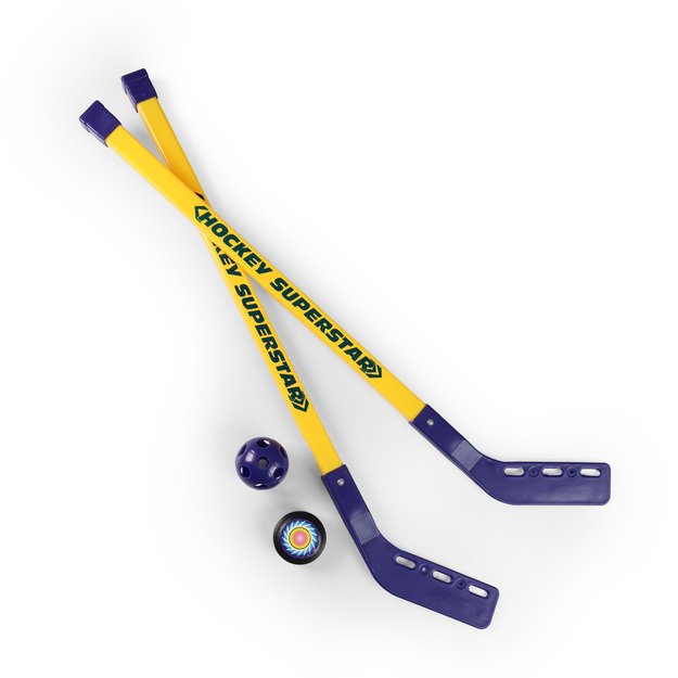 Hockey sticks with ball and puck 80 cm