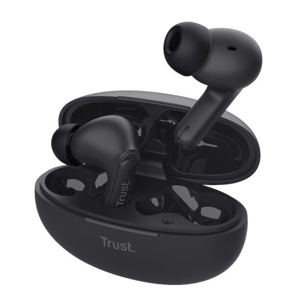 Trust Yavi – belaidės „Bluetooth TWS“ ausinės su įkrovimo dėklu ir ENC (juoda) 1