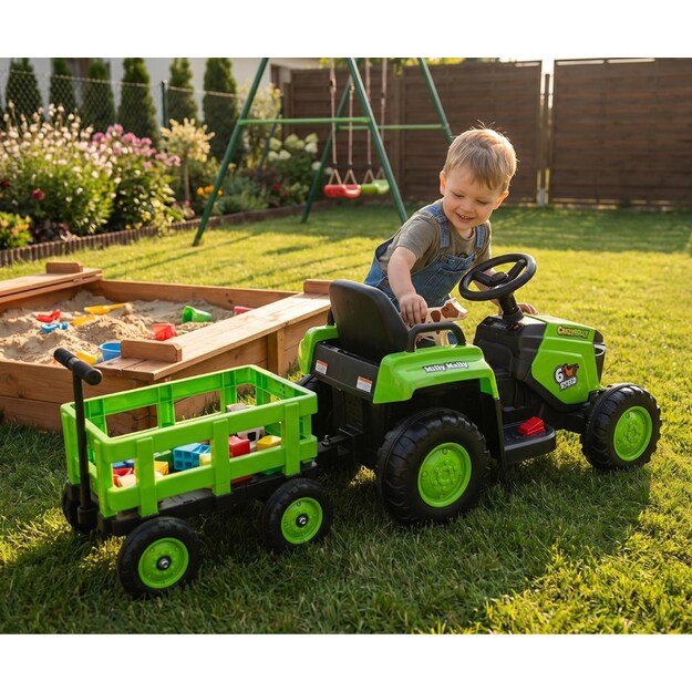 Electric tractor with trailer Milly Mally Rolly green
