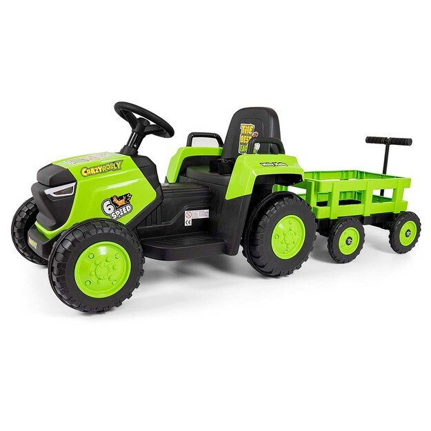 Electric tractor with trailer Milly Mally Rolly green