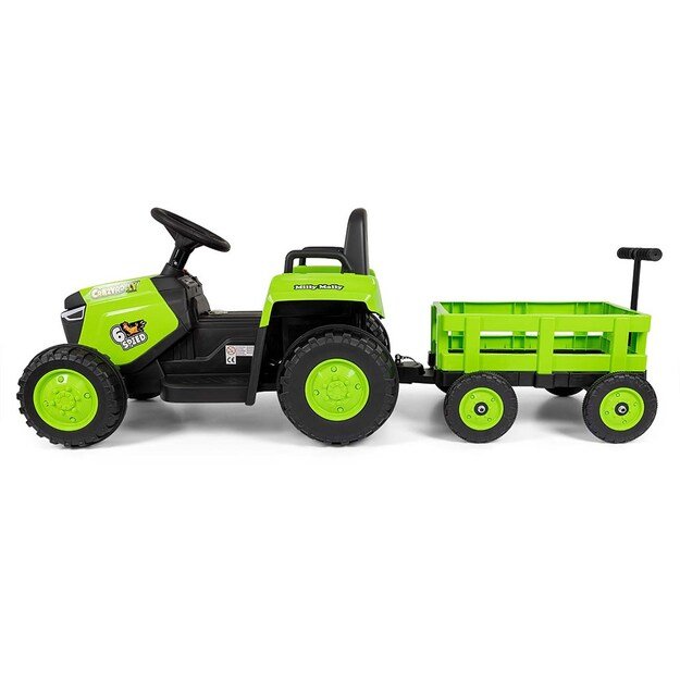 Electric tractor with trailer Milly Mally Rolly green