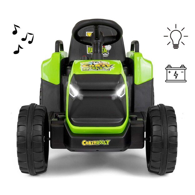 Electric tractor with trailer Milly Mally Rolly green